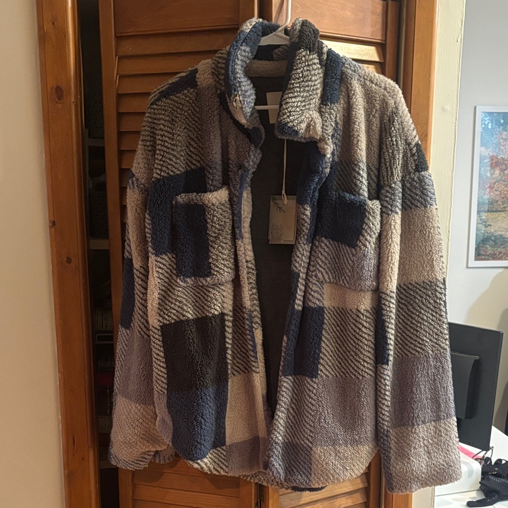 Thread & Supply Blue and Cream Sherpa Jacket